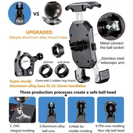 YELLOWFIN Y-Grip Bike | Motorcycle | Scooter | Cycle | Bicycle Handlebar Mobile Phone Holder Mount | 360° Rotation | Quick Release | for Maps and GPS Navigation(Black, M14-C2)