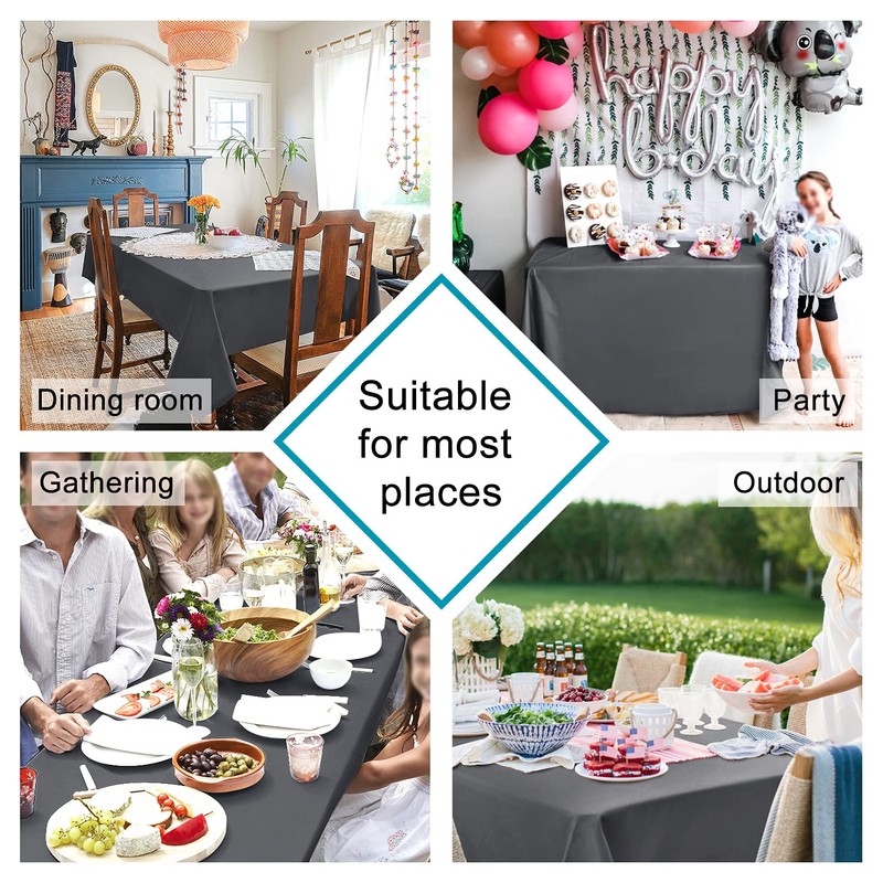 Hiasan Rectangle Tablecloth Grey - Wrinkle Resistant and Waterproof Washable