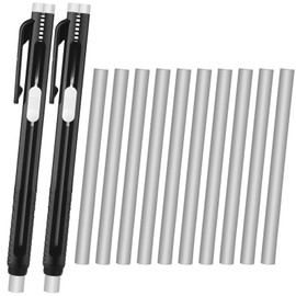 Retractable Mechanical Eraser Pen Bulks Retractable Mechanical Stick Eraser Refill for Painting Writing Office Daily Study(Solid Black,12 Pieces)