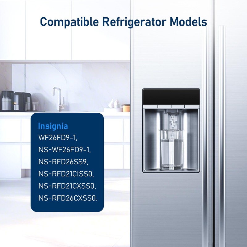 PERCOLA NS-WF26FD9-1/WF26FD9-1 Water Filter, Compatible with Insignia® NS-RFD26SS9, NS-RFD21CISS0, NS-RFD21CXSS0,