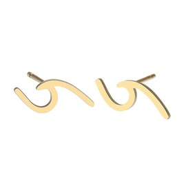 RUIZHEN Gold Silver Simple Ocean Wave Sea Beach Stud Earrings for Surfer Lover (gold)