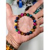 RAYON Multi-Color Tiger Eye Bracelet Men Stretc 10mm 7 7.5