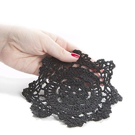 Factory Direct Craft 6" Black Round Cotton Hand Crocheted Lace Doilies, Set of 12