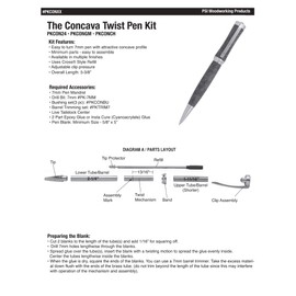 Penn State Industries PKCONSS Concava Twist Ballpoint Pen Kit Starter Package Woodturning Project