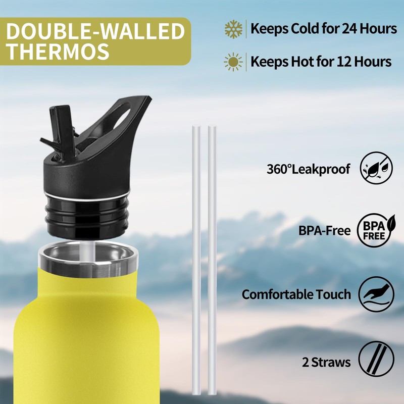 Thermos Flask, 1000 ml, BPA-Free, Stainless Steel, Leak-Proof Insulated Flask,