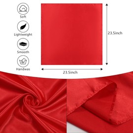 AWAYTR 23.6" Satin Neck Scarf Small Hair Scarf Women Silk Head Scarf Costume Bandana Girls Vintage Handkerchief Ribbon Scarf (Red)