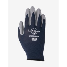 LeMieux Unisex Flexible Work Gloves in Navy with Coated Fingers and Palm - Puncture & Abrasion Resistant - Comfortable Fit Hand Cover - Small