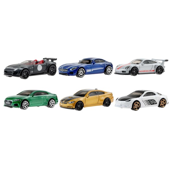 Hot Wheels European Car Culture Multipacks of 6 Premium Toy Cars, 1:64 Scale, Authentic Decos, Popular Castings, Rolling Wheels, Gift for Kids 3+ & Collectors