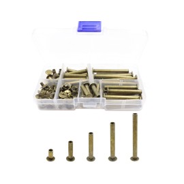 LBY 100pcs Chicago Screws Binding Screw Posts,M5 x 10/20/30/40/50mm Binding Barrels and Screws Assortment Kit, for Leather Saddles Purses Belt Repair, Plating (Green Bronze-Coloured)