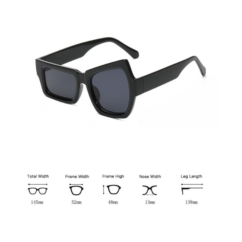 TECH-LINE-DIRECT FASHION ACCESSORIES Black Frame Oversized Y2K Square Sunglasses Retro