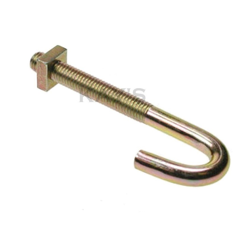 10, M6 x 100mm HOOK J BOLTS & SQUARE NUTS