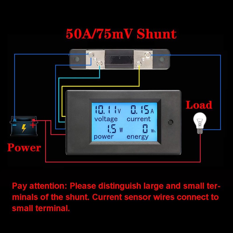 KETOTEK Voltage Ammeter Meter Shunt Power Tester Energy Meter, Digital