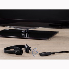 Hama Bluetooth Audio Sender Twin (Empfänger Adapter zur gleichzeitigen Übertragung an 2 Kopfhörer oder Lautsprecher, drahtlos BT Nachrüstung), Schwarz