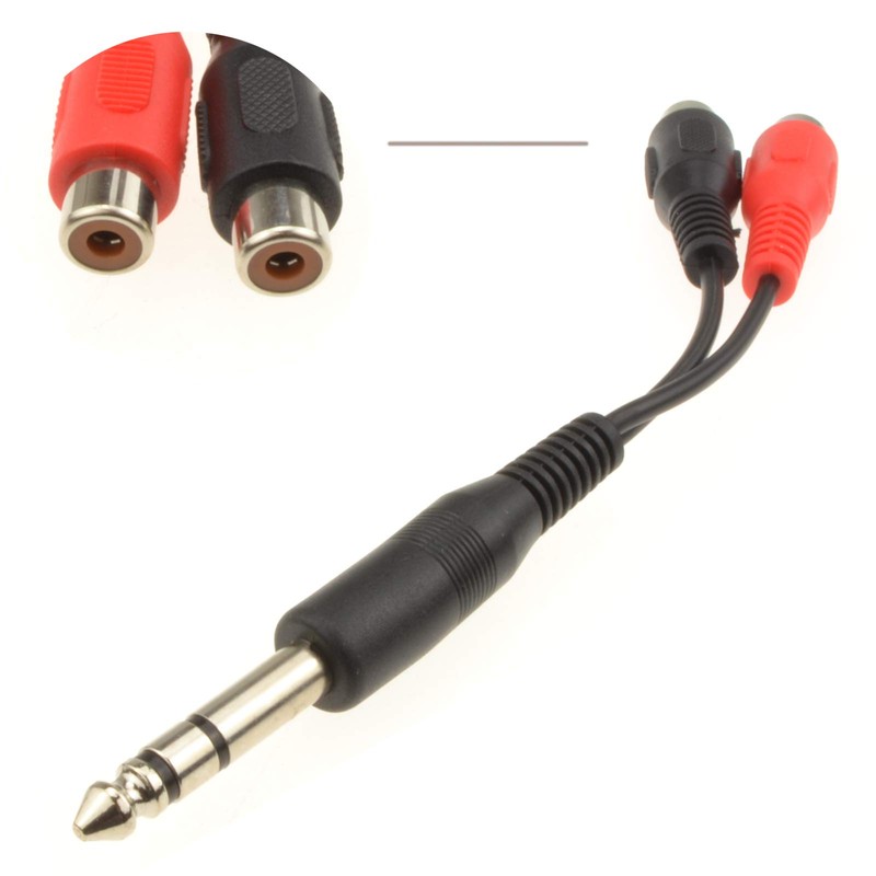 kenable 6.35mm Stereo Jack Plug to Twin RCA Phono Sockets