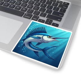 Sword fish Kiss-Cut Stickers for Ocean Lovers, Beach Decor, Laptop Accessories, Gift for Sailors, Marine Life Enthusiasts vinyl sticker - Color: 2" × 2"