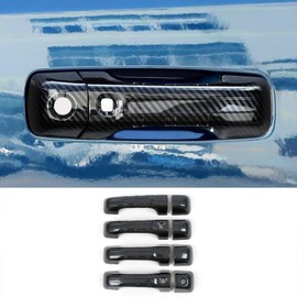 KELEIMAI Car Accessories Fit for Dodge Ram 1500 2024 2023 2022 2021 2020 2019 Door Handle Cover Trims (Carbon Fiber with Smart Hole B) ABS 8PCS