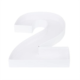 30.5cm Cardboard Number Cutout Fillable Paper Mache Charcuterie Board Sweet Birthday Food Tray for Treat (White, 2 shape)