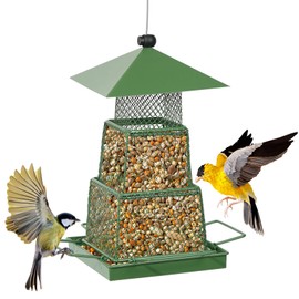 Zouboto Metal Hanging Bird Feeder for Birds, Bird Feeder for Hanging, Feeder Feeder for Birds in Garden/Patio/Balcony, Weatherproof, Green