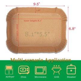 Ewovo 150PCS Ninja Air Fryer Liner, Parchment Paper Liner, 8.1x5.5 Inch Rectangular Air Fryer Disposable Liner for Foodi Dual Zone DZ201/ DZ401/ DZ550/ DZ090/ DZ100, Food-Grade Air Fryer Accessories