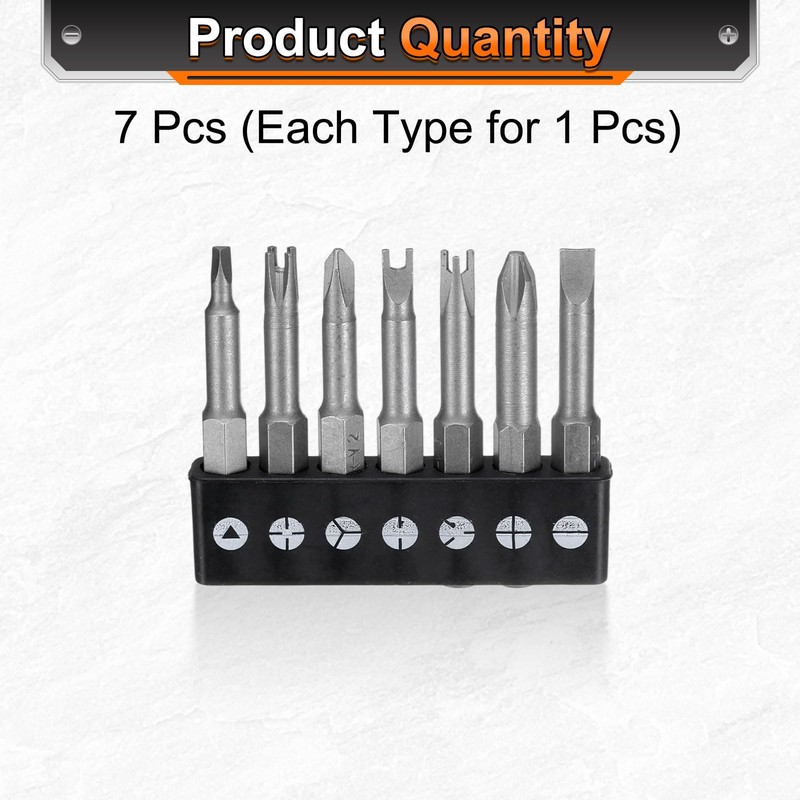 HARFINGTON 7pcs Magnetic Special Shaped Screwdriver Insert Bits Set Phillips/Slotted/U-Type/Y-Type/Triangle/Inner