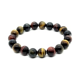 Tiger's Eye Stretch Bracelet (10mm Beads) - Red, Brown & Grey Tones - Embrace Strength & Confidence: Solar Plexus Chakra Balancing - Capricorn & Leo Birthstone