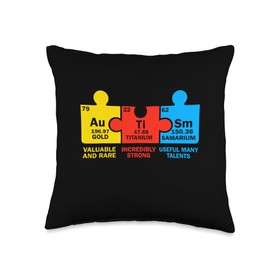 Autism Chemistry Periodic Table Elements Autism Awareness Throw Pillow