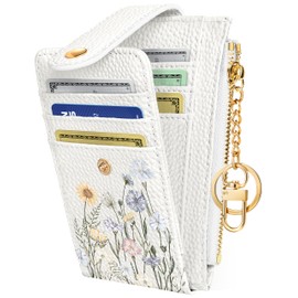 Miss Adola Cute Card Wallet Women - Small Wallets with Keychain Colorful Flower RFID Credit Cardholder Aesthetic Fashion Design Coin Purse for Female Ladies Teen Girls