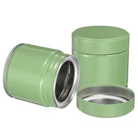 sourcing map 2Pcs Round Tea Canisters, 3" x 3" Airtight Metal Tea Containers for Loose Tea, Coffee Beans, Spices - Durable, Compact, and Stylish Storage Tea Tin (Silver Green)
