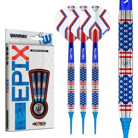 Winmau Darts Epix 18g Barrel / 20g Full Weight Soft Tip 90% Professional Tungsten Darts Set with Dart Flights and Dart Shafts (Stems)