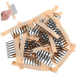 24 Pcs Wig Combs to Secure Wig 7-Teeth Wig Clips & Comb Set Wig Clips to Secure Wig No Sew for Securing Wigs, Making Caps, and Attaching Hairpieces（Beige）