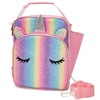VASCHY Unicorn Lunch Box Bag for Kids, Insulated Reusable Glittery