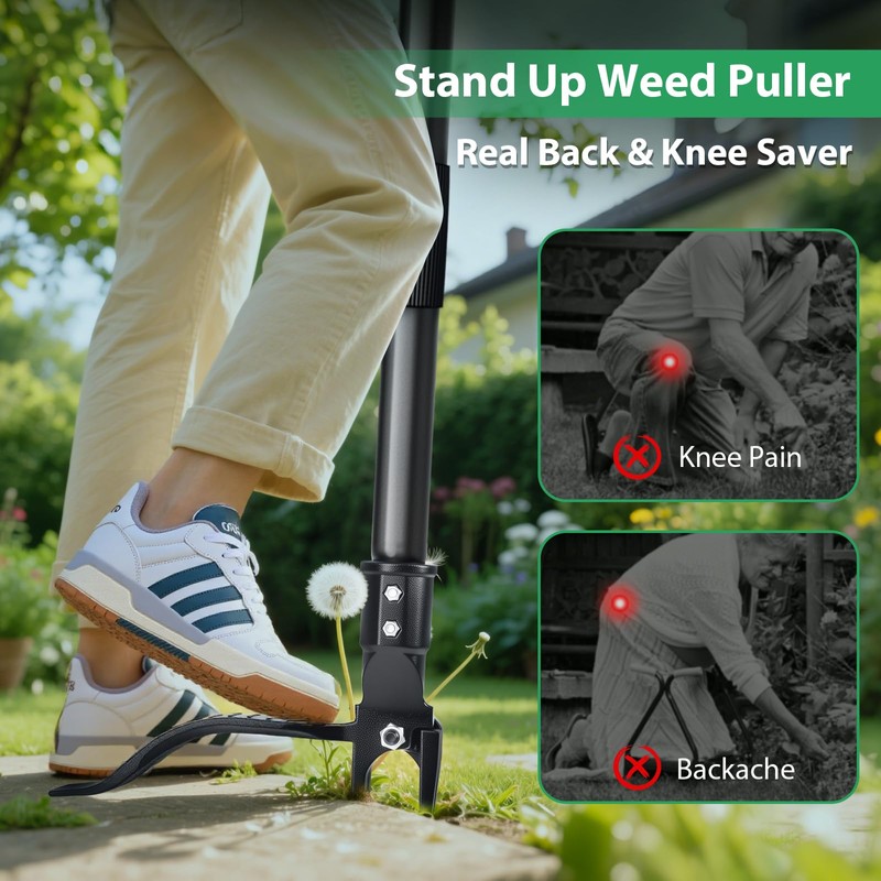 SHAWTY 4-Claw Steel Weed Puller Tool, Heavy Duty Stand Up