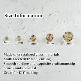 YUEXIGO 400pcs 4mm Round Crystal Glass Beads for Jewelry Making, Faceted Crystal Glass Bead Spacer Beads Loose Beads for Bracelet Earring Necklace DIY Craft(Champagne)