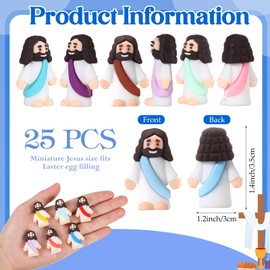 Bememo 25 Pcs Little Jesus Figures Original Design Mini Rubber Jesus Toys to Hide and Seek Religious Party Favors Sunday Baptism Gifts(Comprehensive Colors)