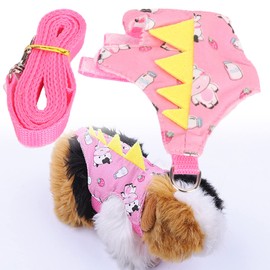 Cute Breathable Ferret Harness Leash Set Easy OnOff Soft Guinea Pig Harness Adjustable Nylon Leashes For Totoro (Little Cow)