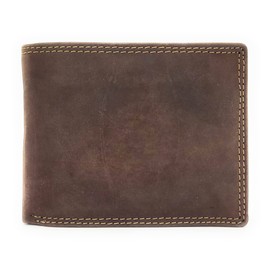 Lemasi Genuine Buffalo Full Leather Wallet RFID NFC Protection, brown, Classic