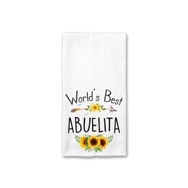 World's Best Abuelita Kitchen Towel, Floral Sunflower Kitchen Towel, Best Abuelita Ever, Gift Mothers Day Birthday Christmas Thanksgiving for Abuelita, Soft and Absorbent Kitchen Tea Towel