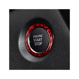 CGEAMDY Engine Start Stop Button Cover, Car Start Button Protective Carbon Fibre Ring, Car Engine Push to Start Stop Button Cover Ring Cover Trim Sticker Car Interior Decoration(Red)
