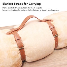 Fyearfly Picnic Blanket Strap, PU Leather Carry Strap, Yoga Mat, Carry Strap with Adjustable Holes, Tear-Resistant Portable Carpet Strap, Carry Strap for Picnic Blanket, Travel Rug, Yoga Rug