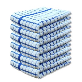 A & B TRADERS 100% Cotton Terry Towelling Tea Towels | Pack of 6 | Kitchen Hand Towels Dish Cloth Super Absorbent Soft Touch (Blue)