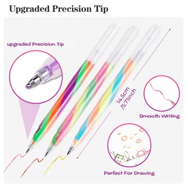 LIULIUCAI 18 Pack Rainbow Gel Pens with Upgraded Tip，Magic 3 Color Mixing Gel Pens Set, Glitter/Neon/Pastel for Adult Coloring Books, Journaling, Doodling, Stable Colorful Art Supplies