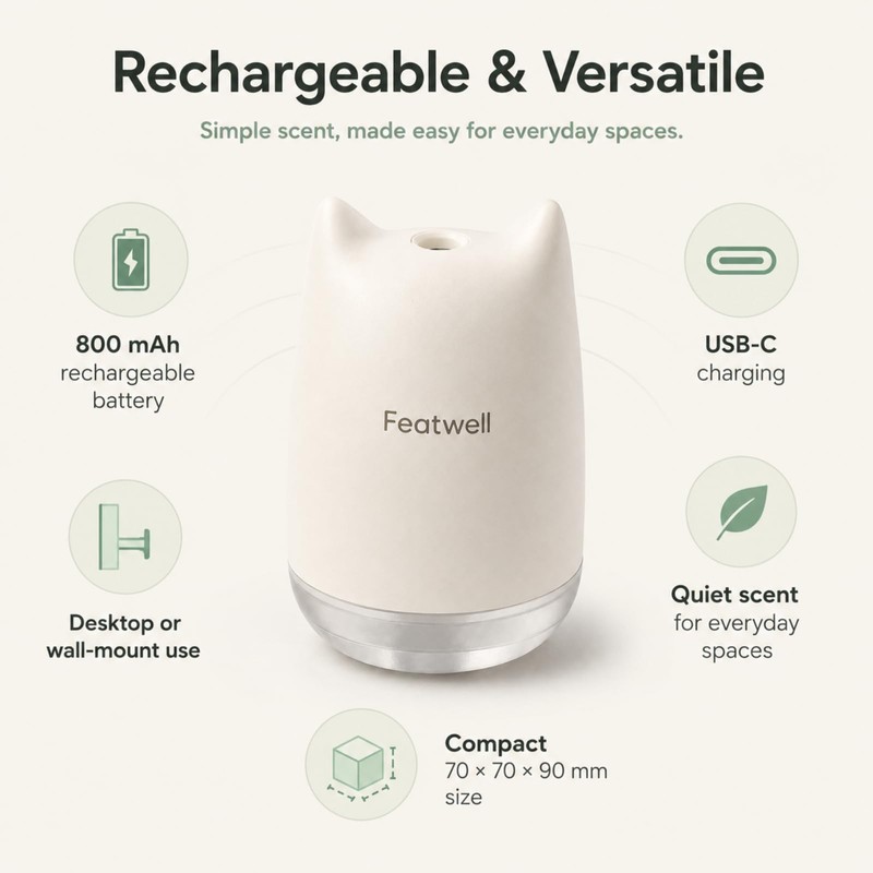 Waterless Diffuser with Leak-Proof Refill, 4 Mist Modes, Green Tea