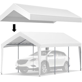 VEVOR Carport Replacement Canopy Cover, 10 x 20 ft, Ripstop Triple-layer PE Fabric Garage Top Tarp Shelter Cover, UV Resistant Waterproof Car Cover Tent for Party, Garden, Boat (Frame is not Included)