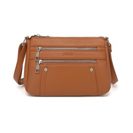 LOXOMU Small Crossbody Bags for Women, Leather Crossbody Purses with Multi Pocket,Women Shoulder Handbags Satchel Purse (Brown)