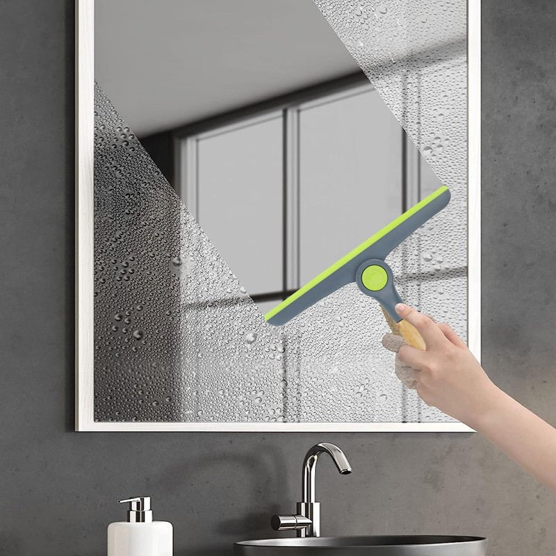Shower Squeegee for Glass Doors, Car Window Squeegee with Wooden