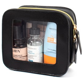 LETGO Mini Makeup Bag,Clear Makeup Bag Cute Travel Makeup Bag Pouch Purse Essentials Car Essentials for Women,Travel Essentials Organizers (Black, Mini)