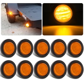 2.5" Round Amber Led Marker Lights 13LED, 10Pcs 2.5 Inch Round Led Trailer Marker Lights Clearance Lamps Sealed Flush Mount w/Rubber Grommets and 2 Prong Trailer Wire Pigtails Waterproof 12V