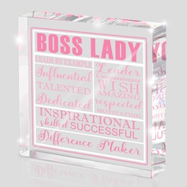 Boss Lady Gifts for Women, Office Desk Decorations Plaque Sign, Inspirational Quotes Office Gifts for Leader, Pink Acrylic Boss Lady Office Decor,Birthday Christmas Appreciation Keepsake(Pink)