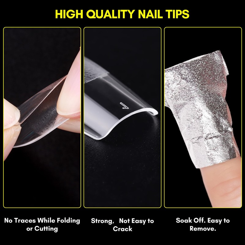 Makartt Medium Square Fake Nail Tips: 120pcs Clear Full Cover