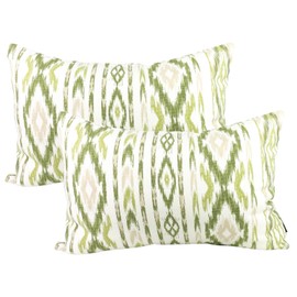 TRESMESTRES Cushion Covers for Garden Sofa, Terrace and Living Room and Decorative Cushion Covers for Beds Mediterranean Ikat Cushion Cover 50x70 cm Set of 2, Green